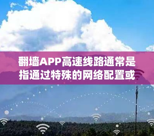 翻墙APP高速线路通常是指通过特殊的网络配置或应用程序，能够绕过网络限制，实现快速访问国内外网络资源的方式。以下是一些常见的翻墙APP和方法，供您参考